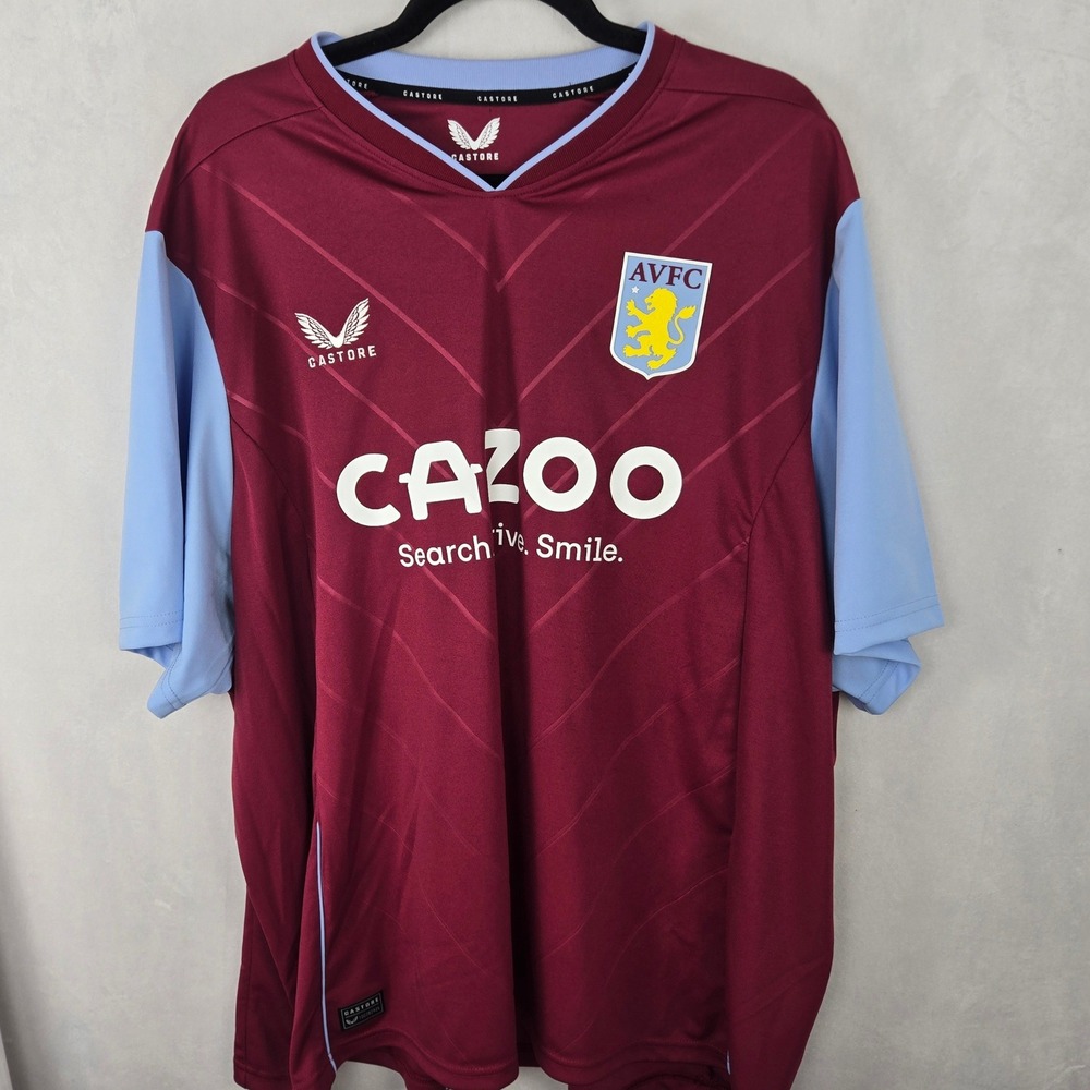 Castore Aston Villa FC 2022-23 Home Jersey Mens 3XL-4XL Maroon Blue Cazoo Soccer